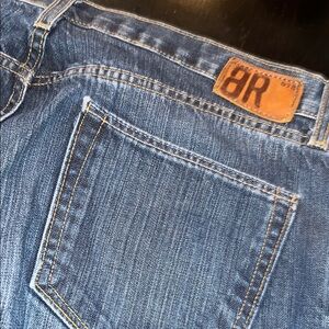 Banana Republic Men's Relaxed Blue Jeans with Brown Details